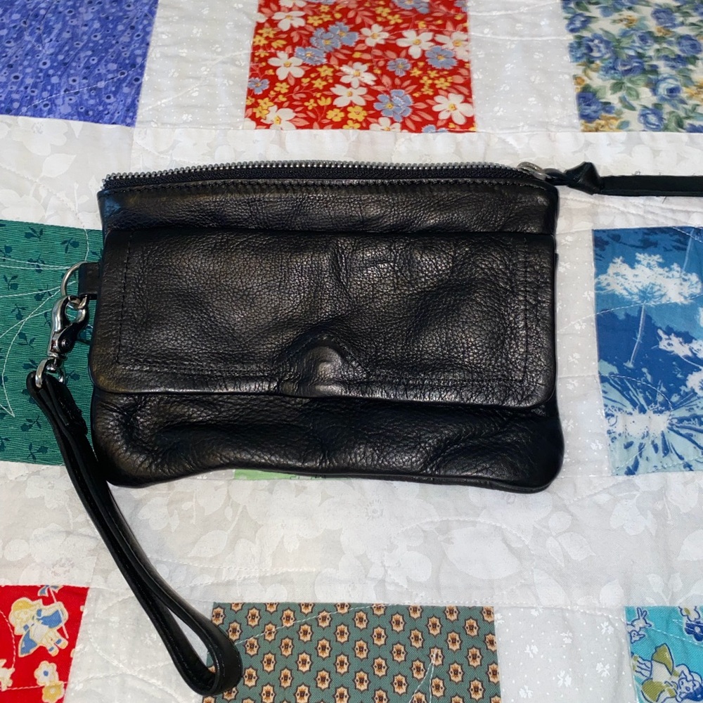 Day & Mood black leather clutch